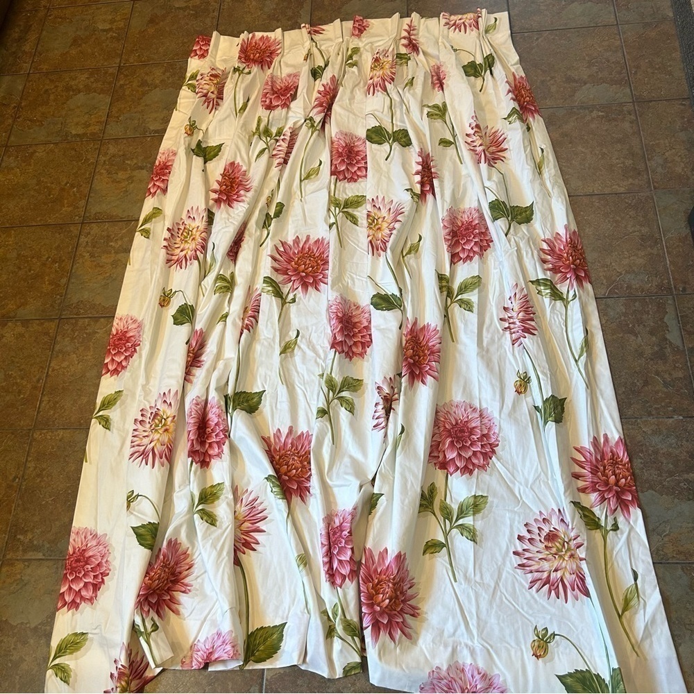 Vintage Retro Custom Made Floral Curtains Set 2 Pinched Pleat Botanical
